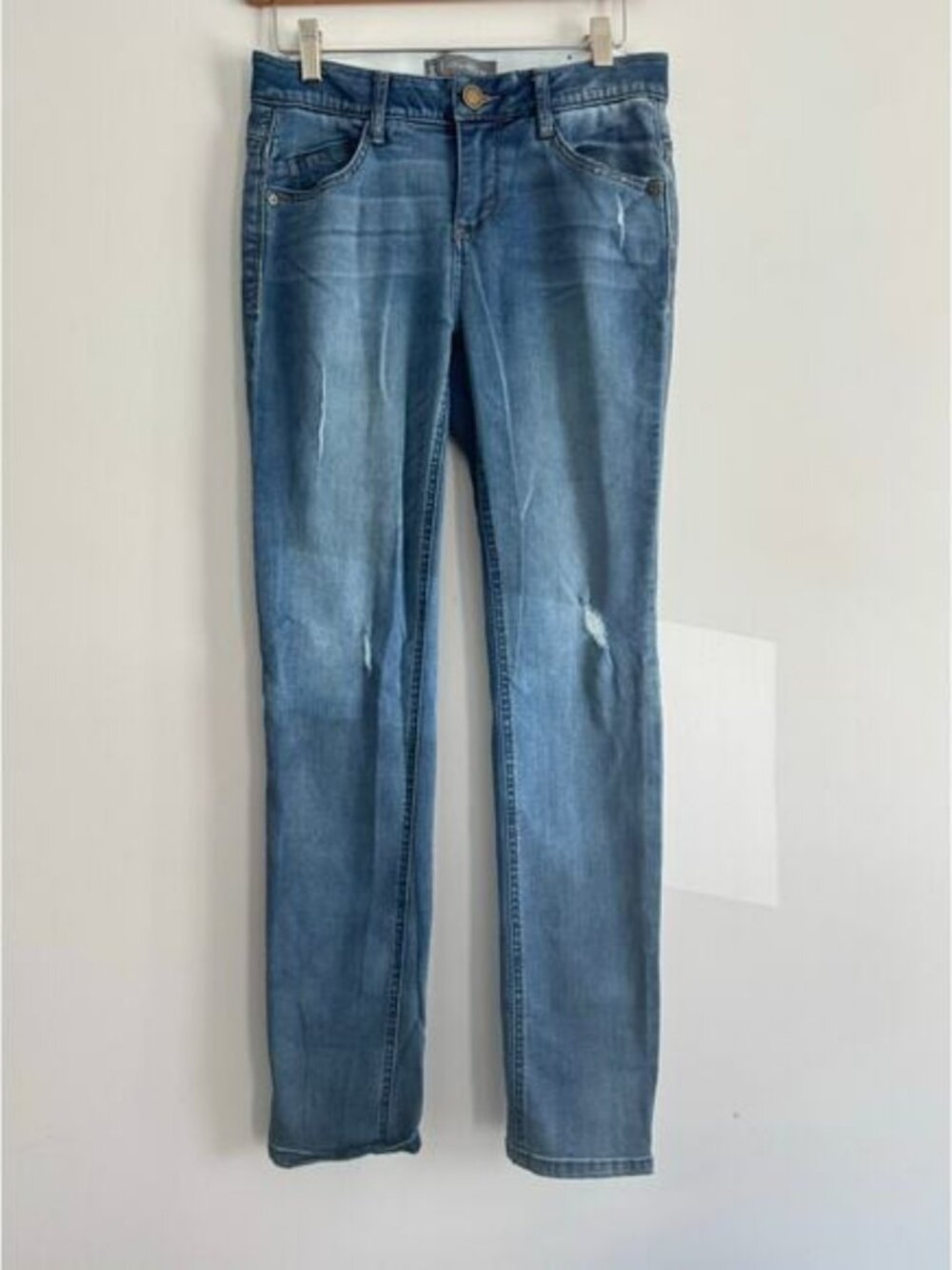 Wit‎ & Wisdom Jeans Size 0 Distressed Straight Leg Light Wash Denim Mid Rise